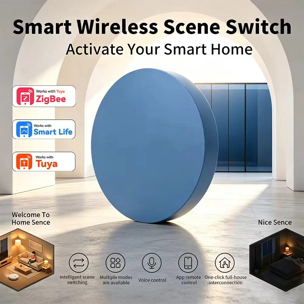 Home Assistant Tuya - زر ضغط ذكي لاسلكي متوافق مع